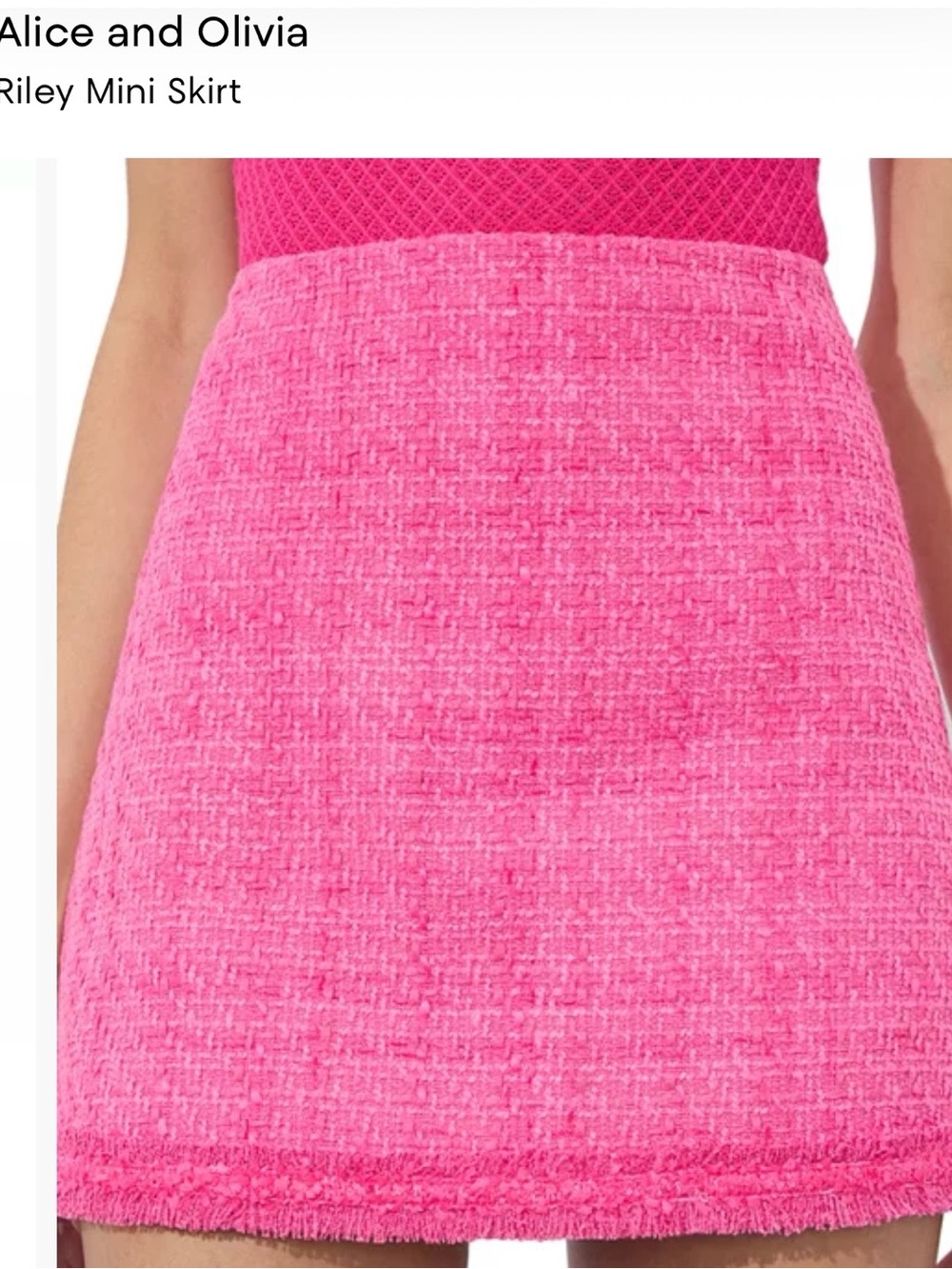 Alice and Olivia Hot Pink Riley Tweed Mini Skirt -size 2 brand new - Picture 2 of 5
